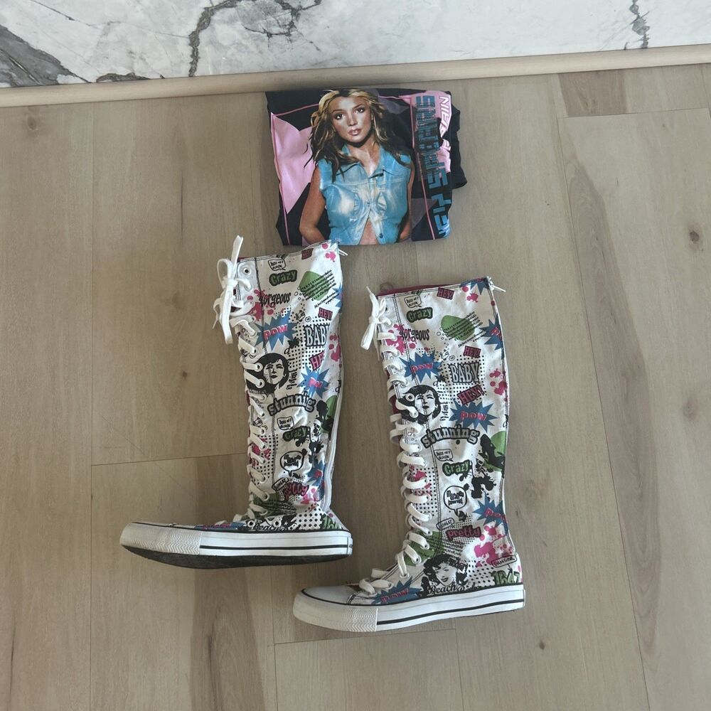 Air walk Vintage Graffiti Knee High Tennis Shoes Size 7.5